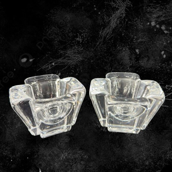 ORREFORS Other - ORREFORS Sweden Crystal Max Cross Clear Votive Candle Holder Set 2 With Stickers
